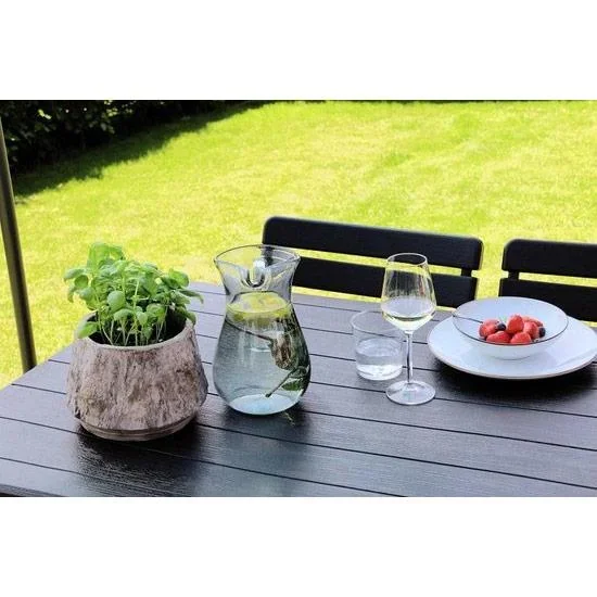 Kunststoff-Camping-Tisch Klapptisch - Woodlook Schwarz - 179x74x72,5 cm - Aluminiumgestell - 2