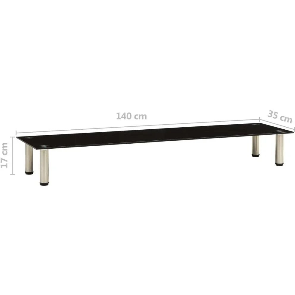 TV-Schrank 140x35x17 cm gehärtetes Glas schwarz - 2