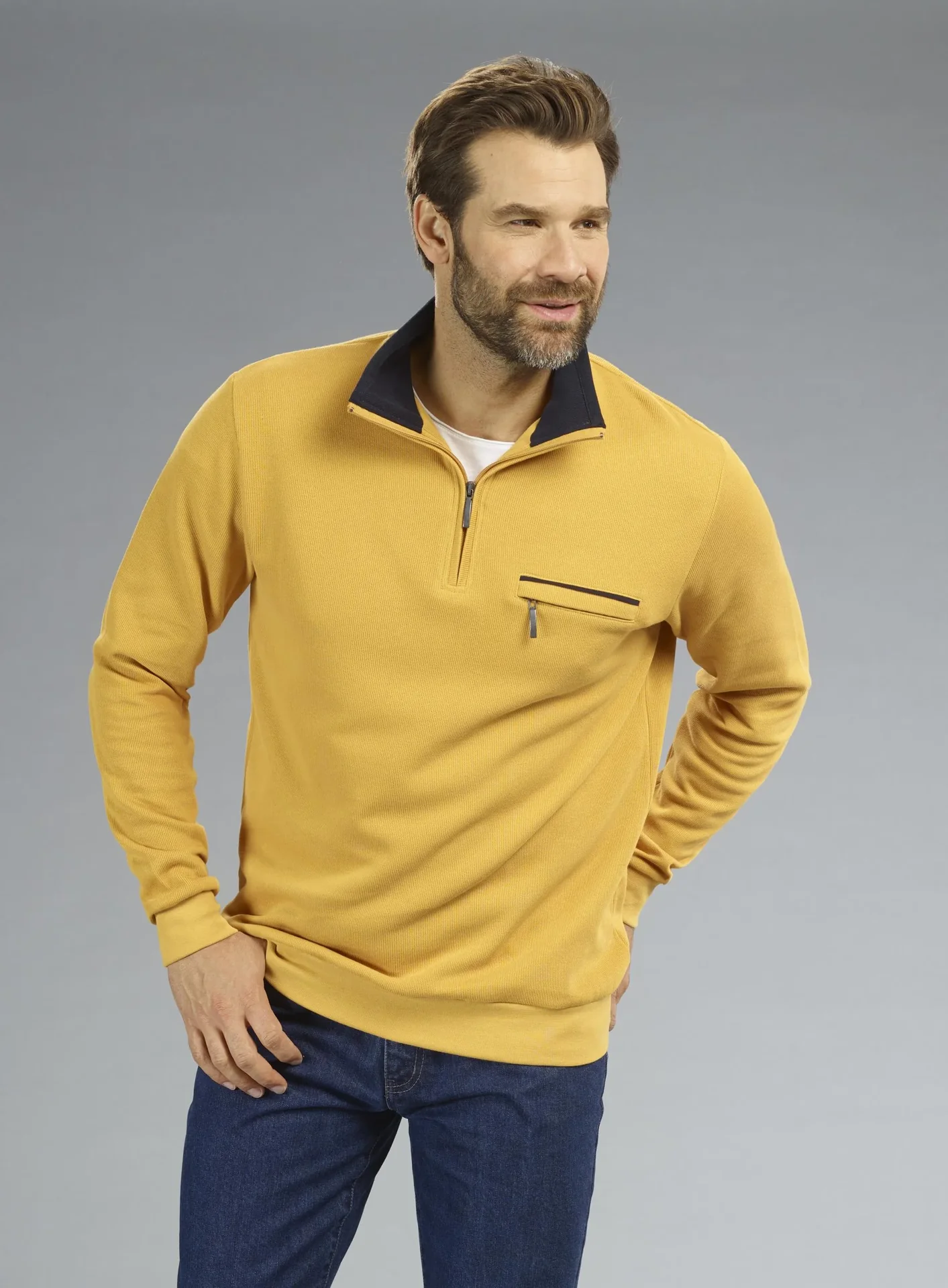 Sweatshirt mit Reißverschluß, Farbe gelb, Gr.M - 1