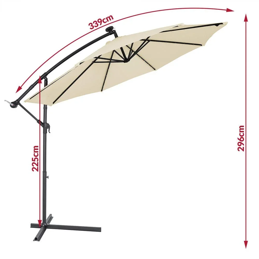 Sonnenschirm Mali mit LED-Beleuchtung kippbare Creme - Ø 3,3m - 0