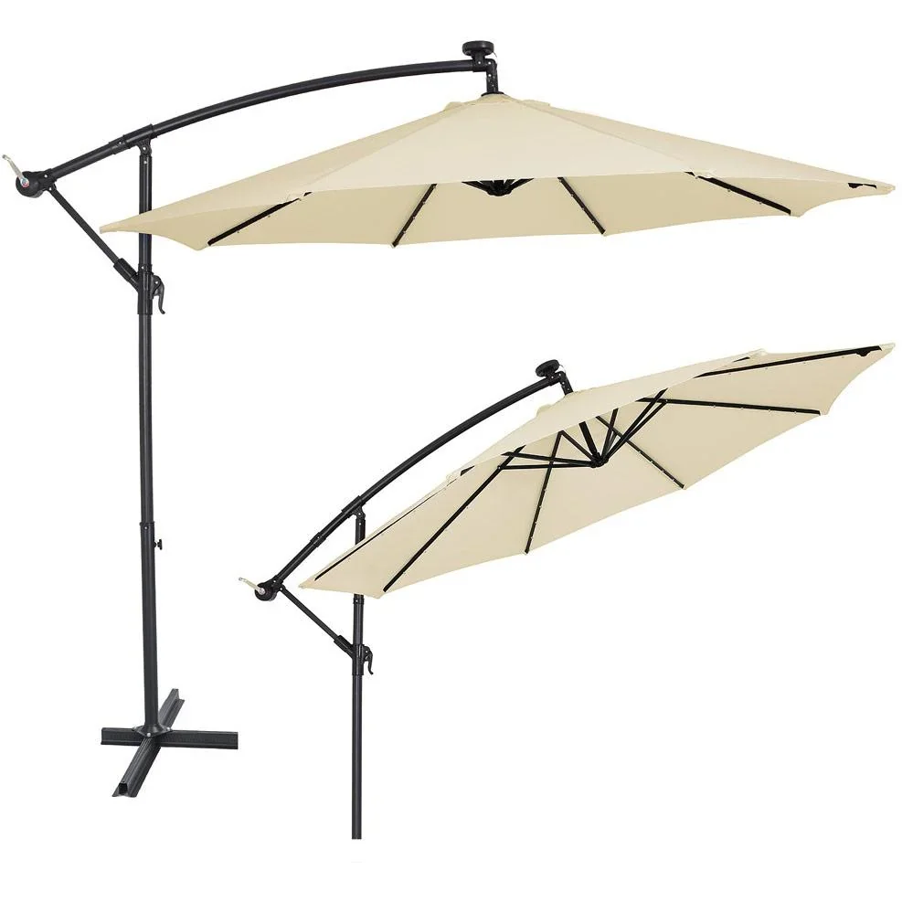 Sonnenschirm Mali mit LED-Beleuchtung kippbare Creme - Ø 3,3m - 1