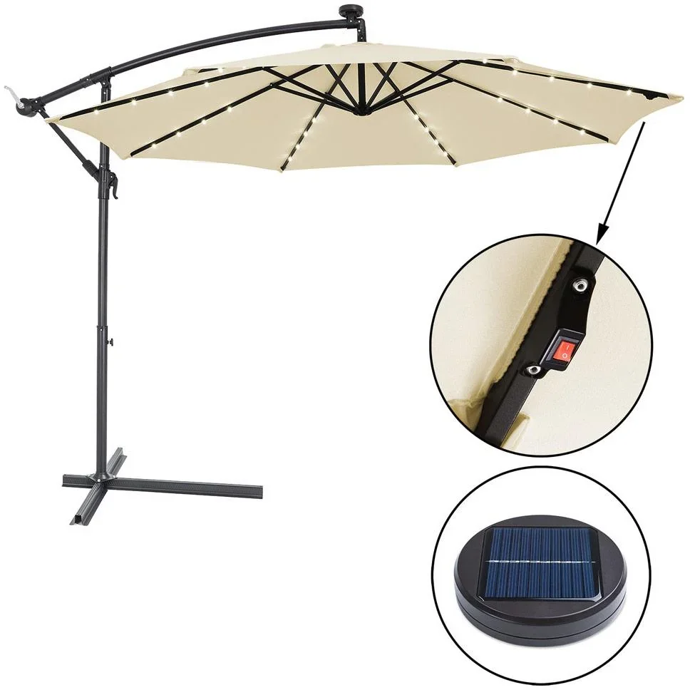 Sonnenschirm Mali mit LED-Beleuchtung kippbare Creme - Ø 3,3m - 3