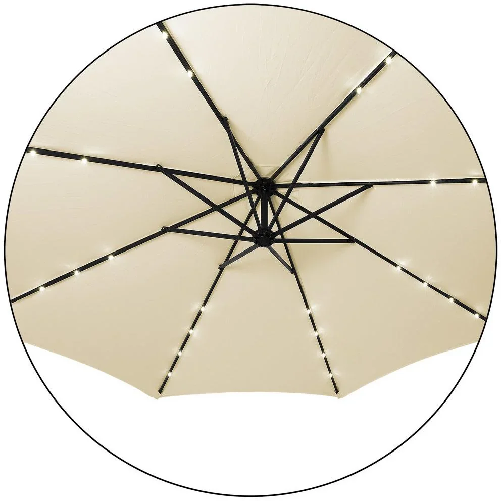 Sonnenschirm Mali mit LED-Beleuchtung kippbare Creme - Ø 3,3m - 4