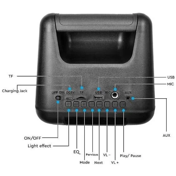VT-6204-2 Mobiler Lautsprecher mit Bluetooth und RGB - 2x 10W - 5