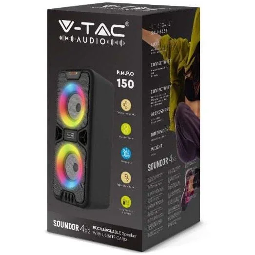 VT-6204-2 Mobiler Lautsprecher mit Bluetooth und RGB - 2x 10W - 8