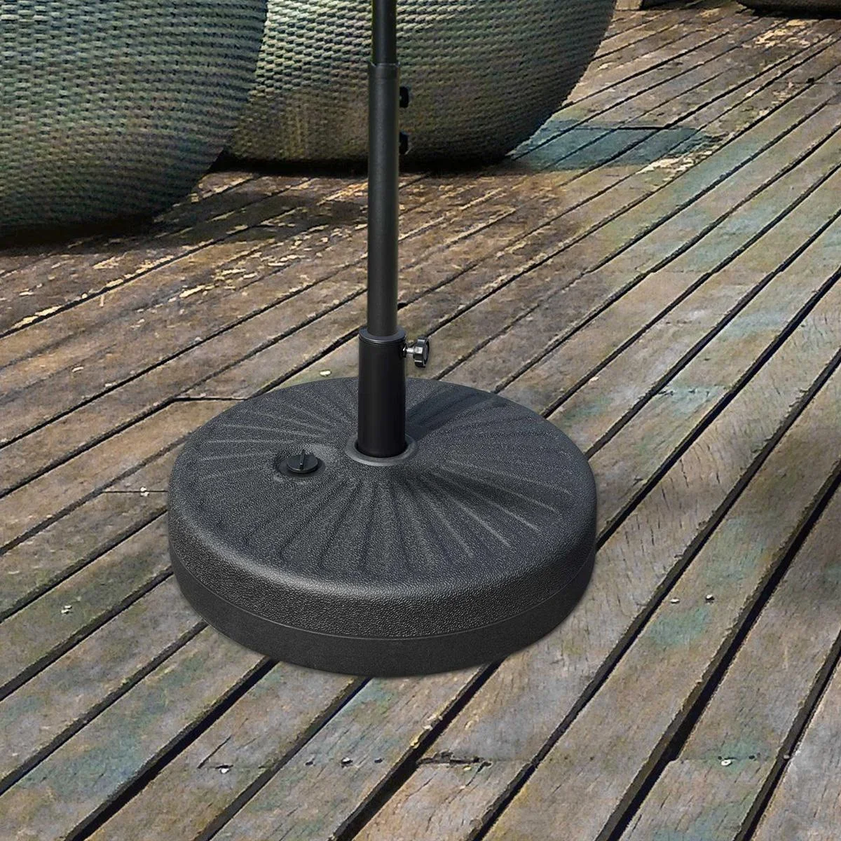 Sonnenschirmfuß 22 kg für Sonnenschirmstangen 38/48 mm Zement Schwarz Ø51 x 12H cm - 2