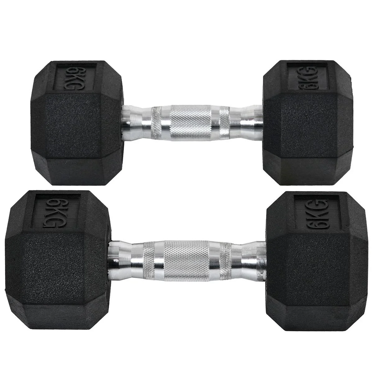 2er-Set Gummi-Hantel Fitness Hantel Kurzhantel für Trainingsraum Büro sechseckige Form Metall Gummi schwarz 6 KG - 2