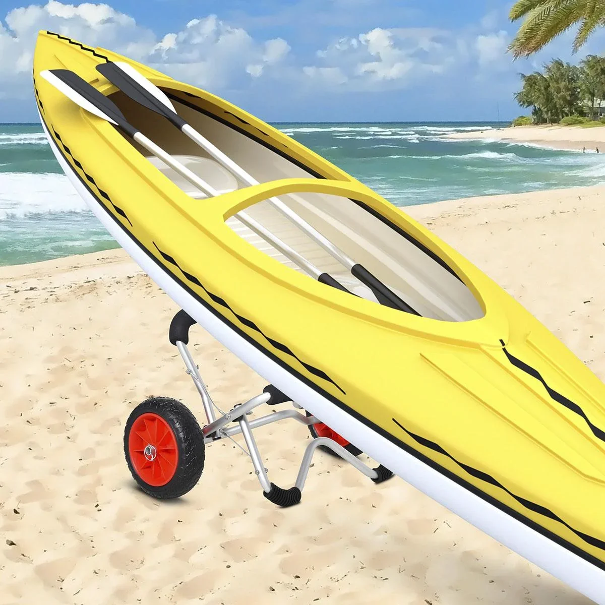Kajakwagen Alu Bootswagen faltbare transportwagen PU-Reifen Silber 75 kg 75 x 43 x 46 cm - 2