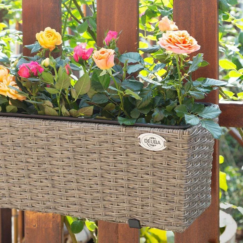 2x Rattan Balkonpflanzer creme - 1