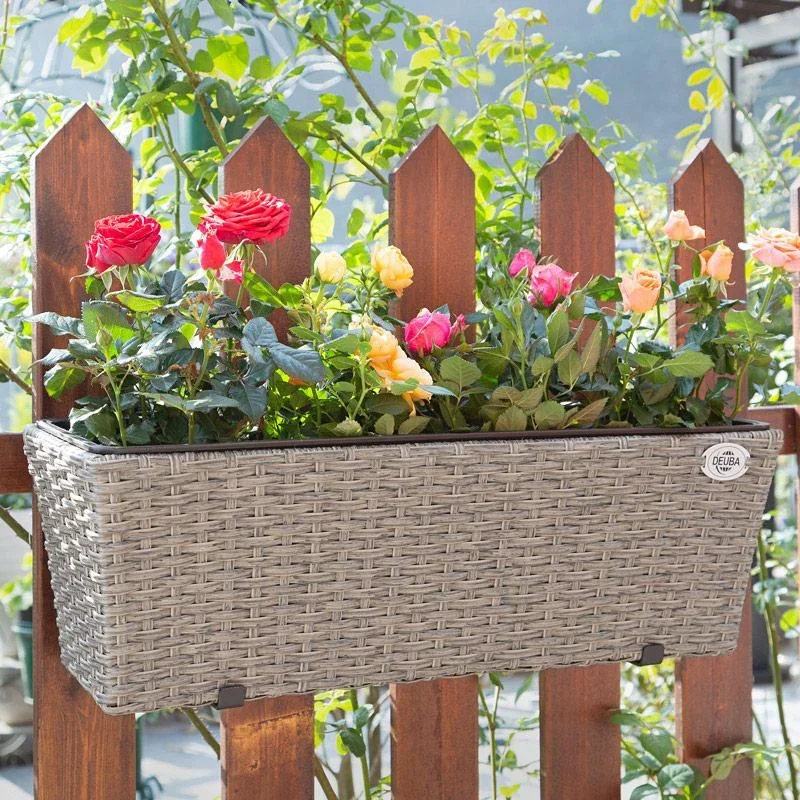 2x Rattan Balkonpflanzer creme - 6