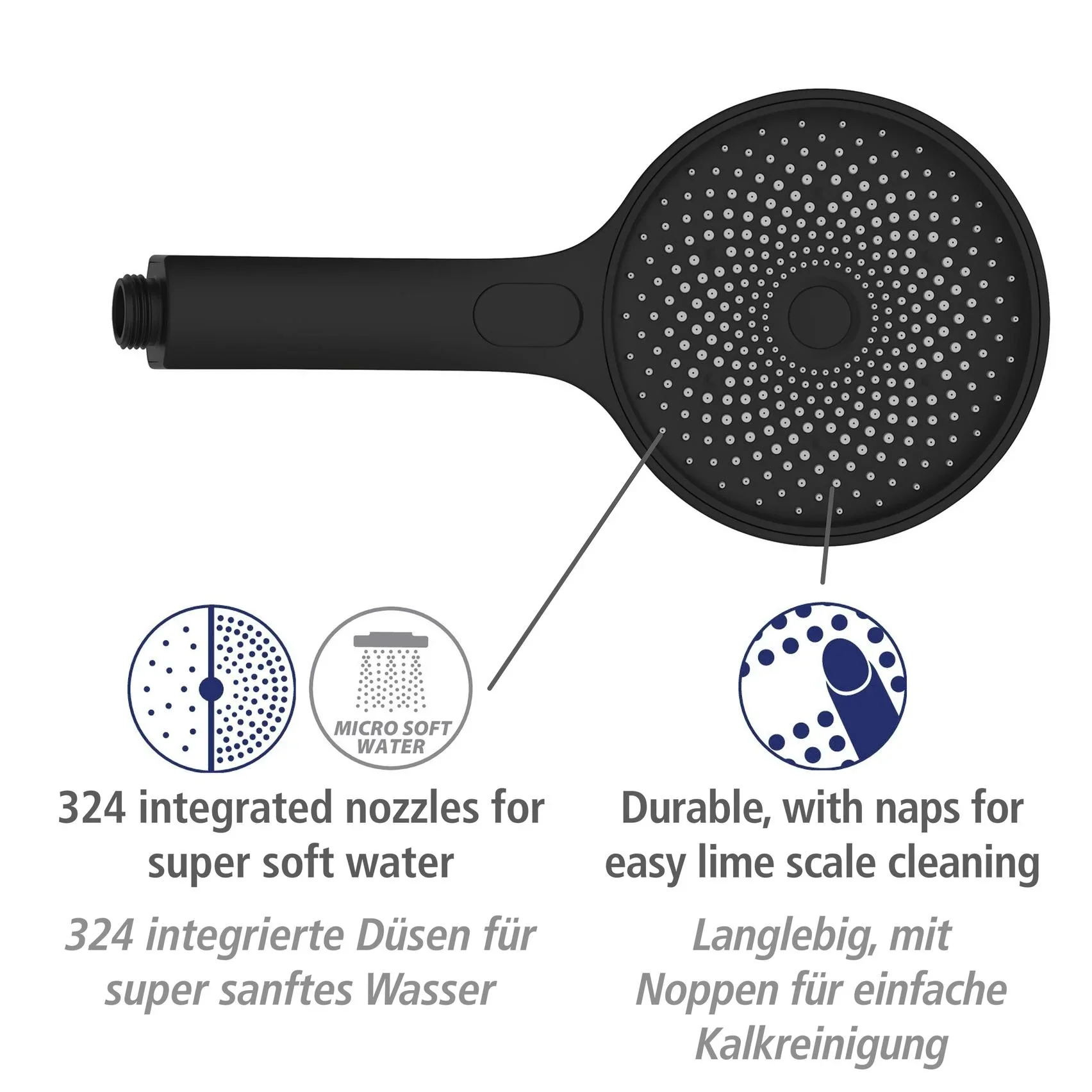 Duschsystem Softwater Schwarz - einfacher Anschluss an bestehende Armatur oder Wandanschlussbogen - 5