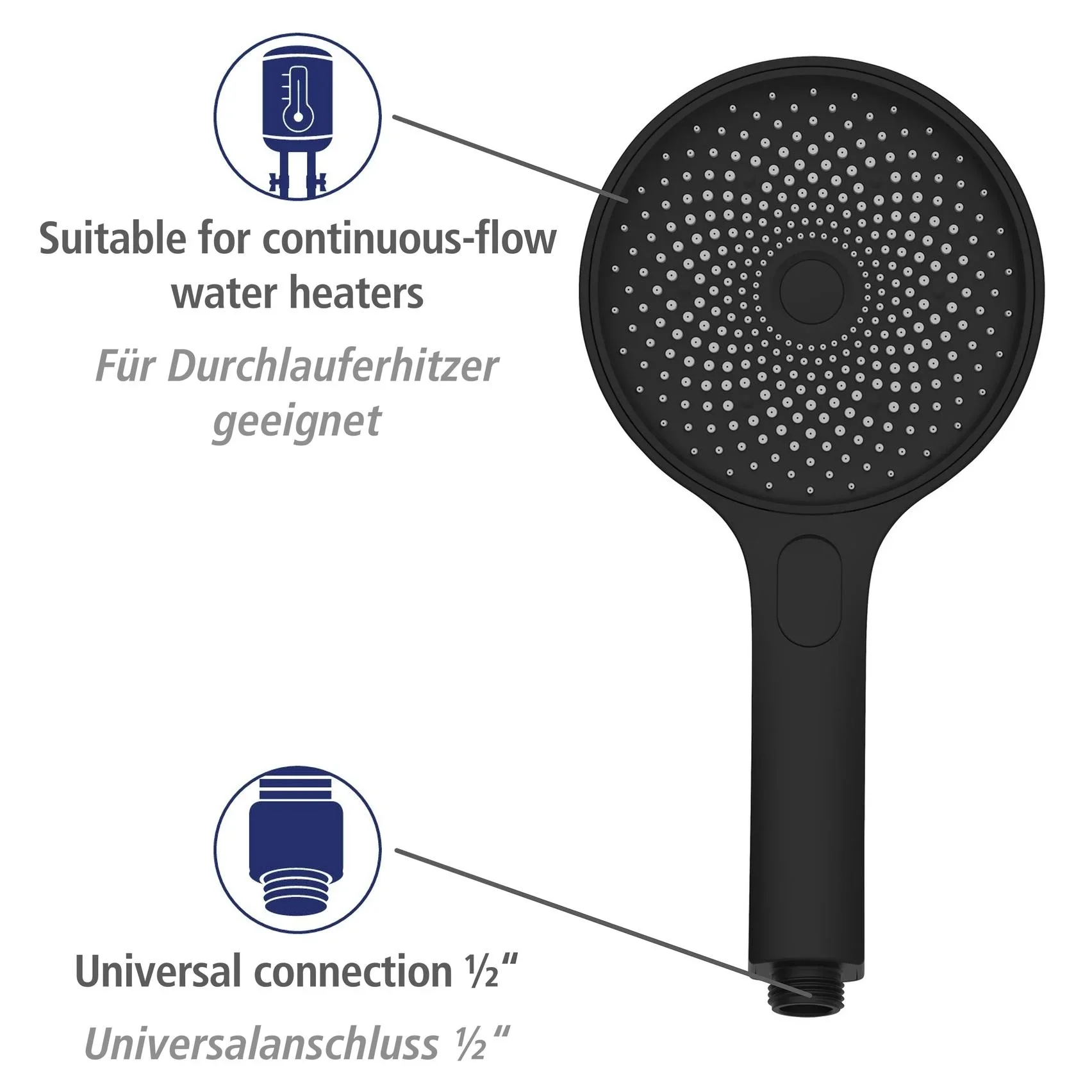 Duschsystem Softwater Schwarz - einfacher Anschluss an bestehende Armatur oder Wandanschlussbogen - 6