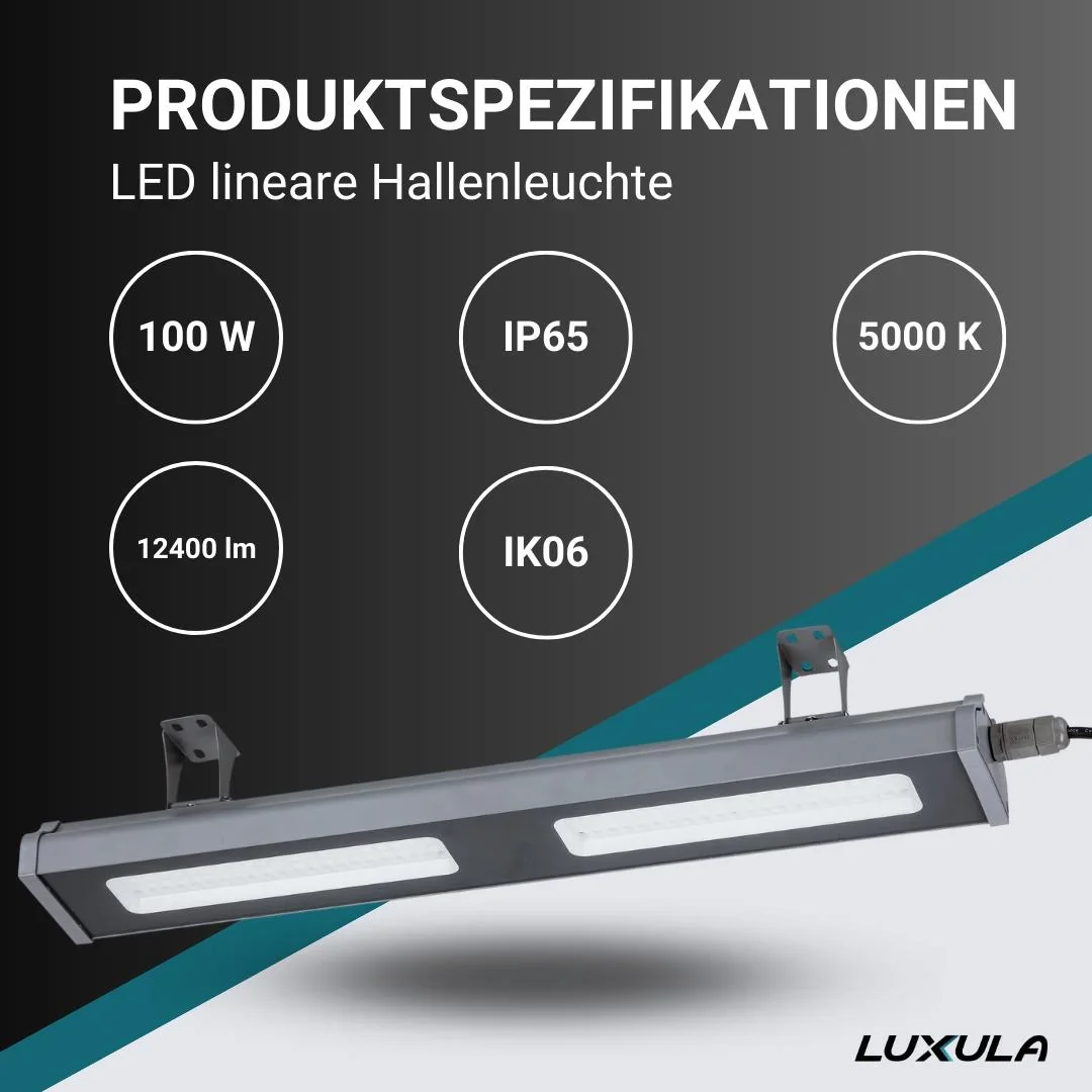 LED-HighBay in linearer Form bietet 100 W, 12400 lm, 5000 K (neutralweiß) und IP65 Schutz - 5