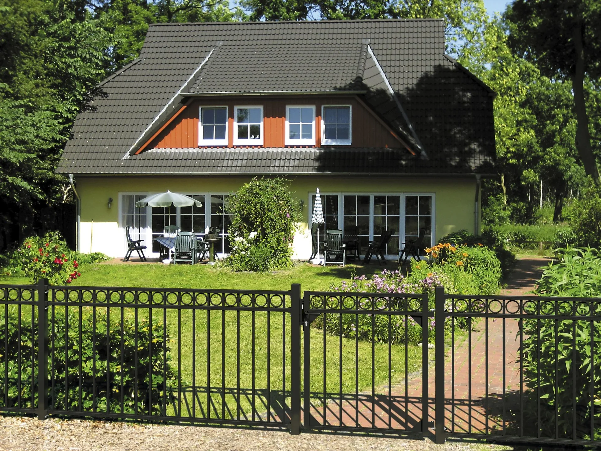 Einzeltorset Circle, zum Einbetonieren, matt-schwarz, Höhe 120 cm, Breite 1 m - 1