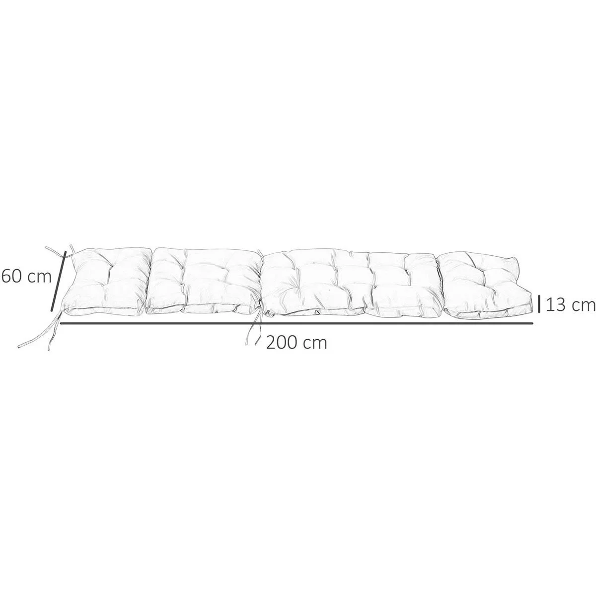 Liegekissen Polyester Creme Weiß 200 x 60 x 13 cm - 1