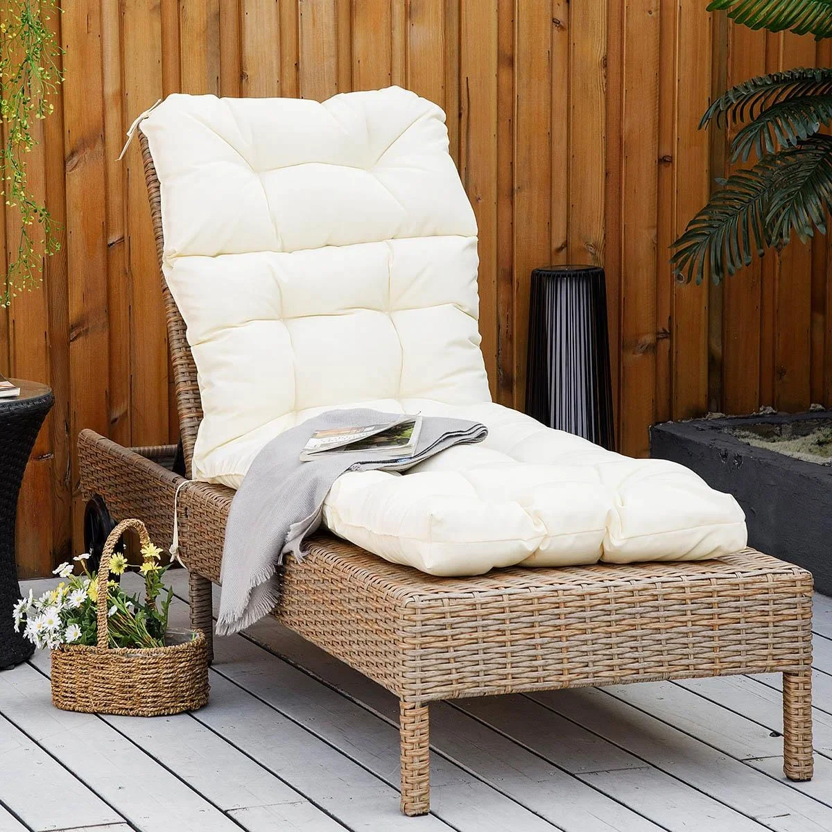 Liegekissen Polyester Creme Weiß 200 x 60 x 13 cm - 2