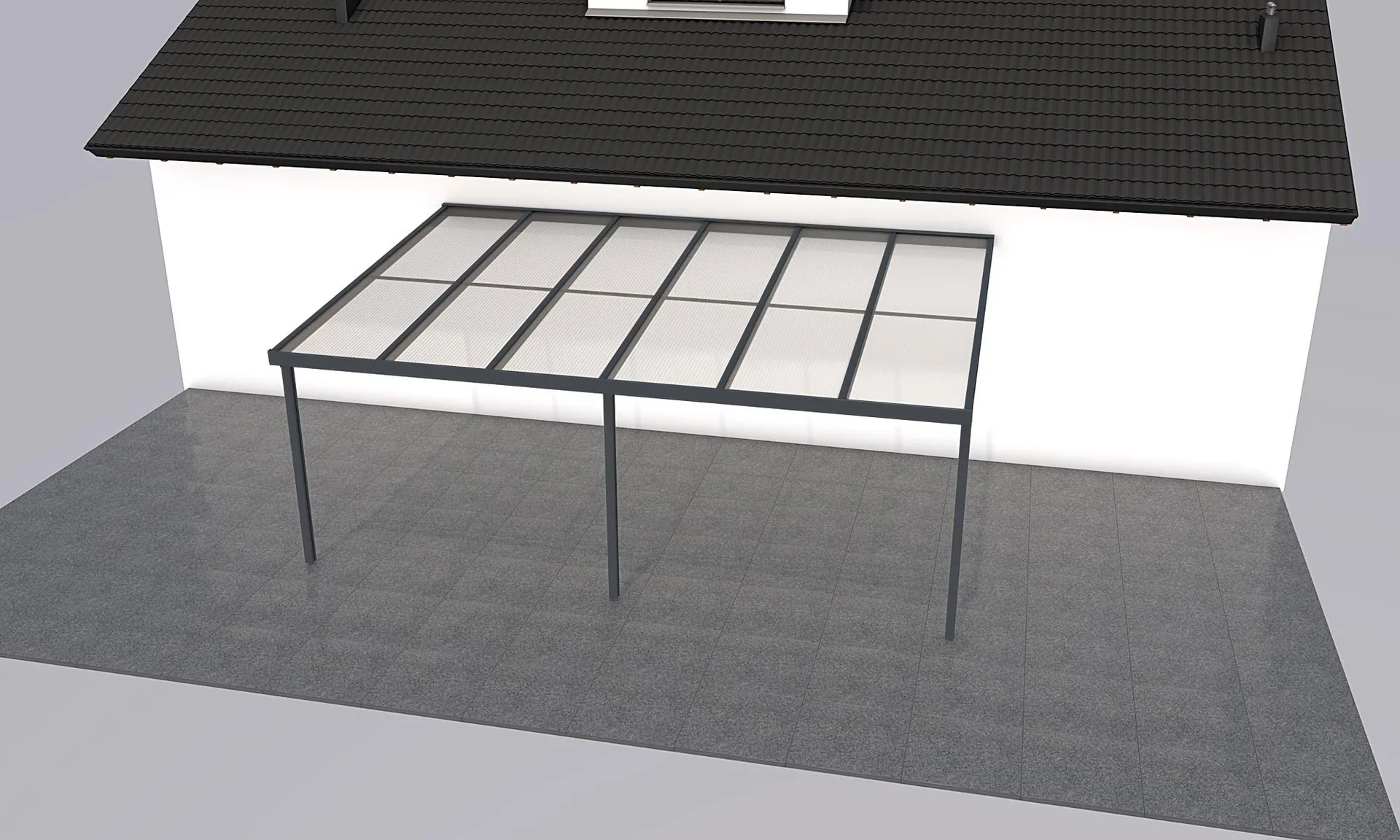 Terrassendach Premium, anthrazit, 6110 x 4060 mm - Polycarbonat Stegplatten 16 mm, bronze - 0