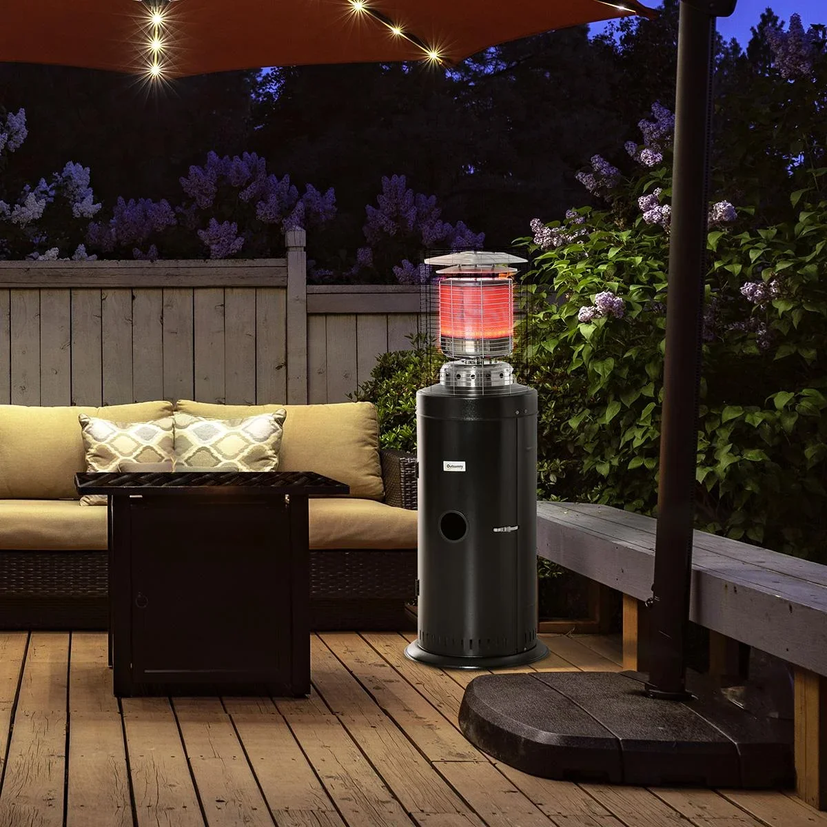 Heizstrahler Terrassenheizer mit Handgriff Rädern Terrassenstrahler mit automatischer Sicherheitsabschaltung rollbar Gas - 0
