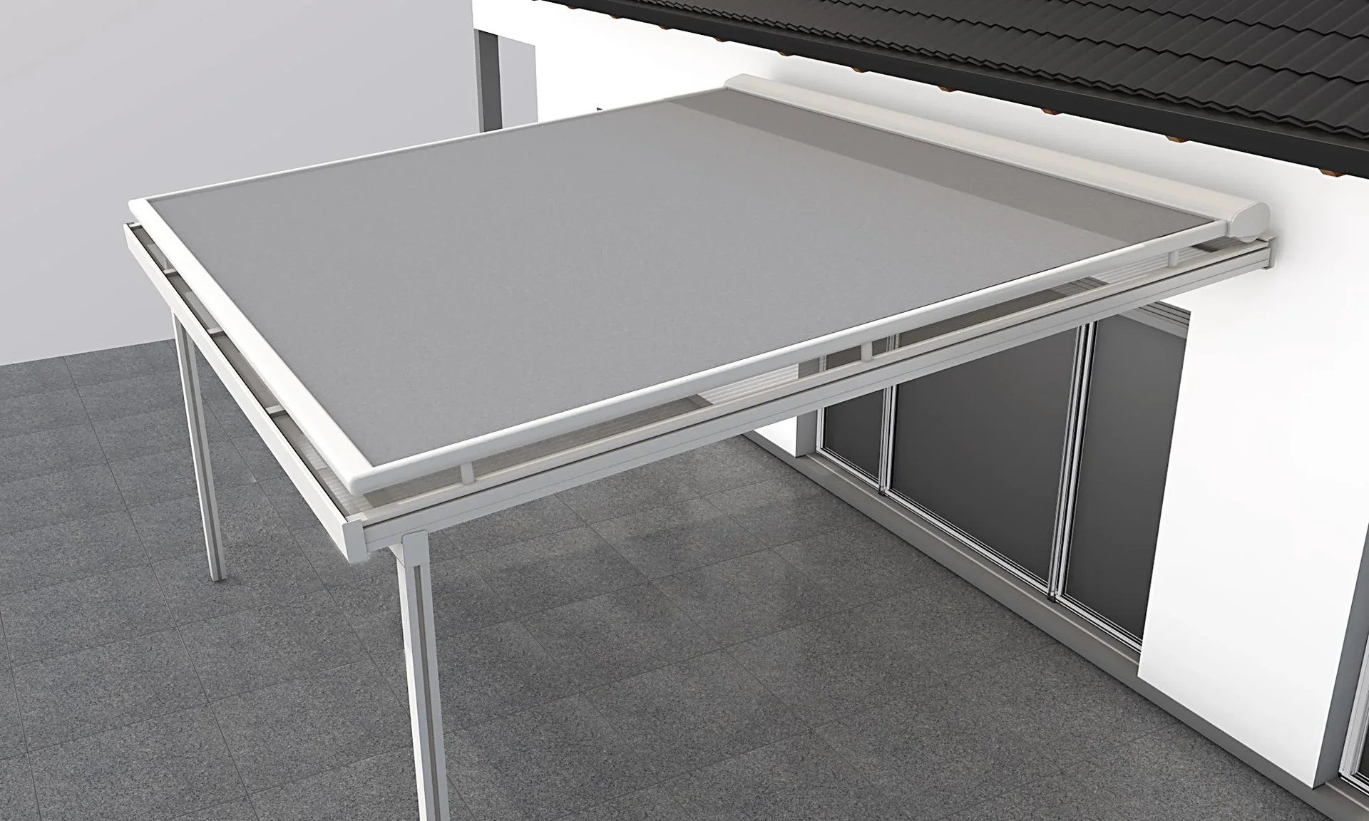 Aufdachmarkise San Remo, 4 x 4 m, Farbe weiß, Stoff 314028 - 0