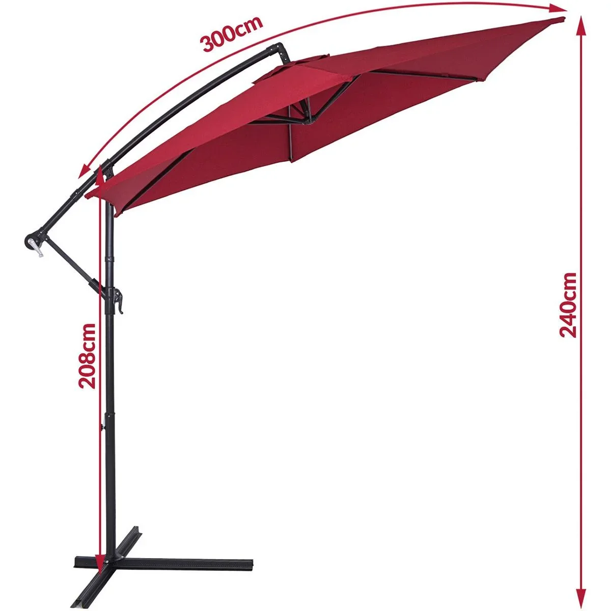 Sonnenschirm Aluminium Ø 300cm rot mit UV-Schutz 40+ - 2