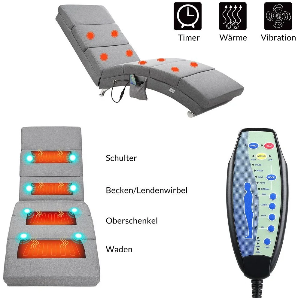 Relaxliege - grau mit Massage- und Heizfunktion - 1