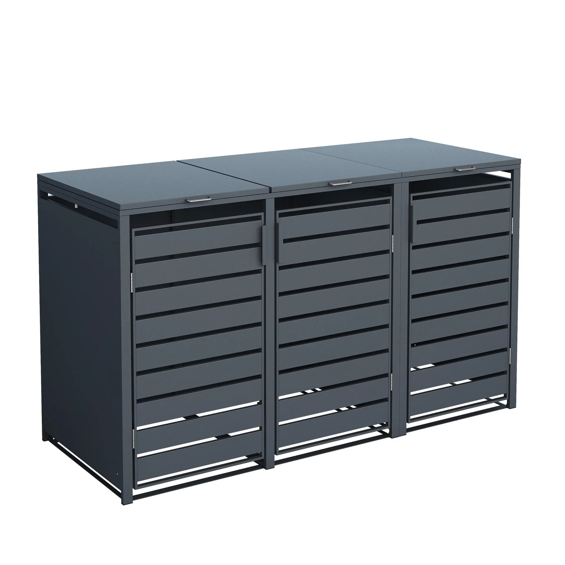 Mülltonnenbox 3-fach mit Deckel, Anthrazit - 2