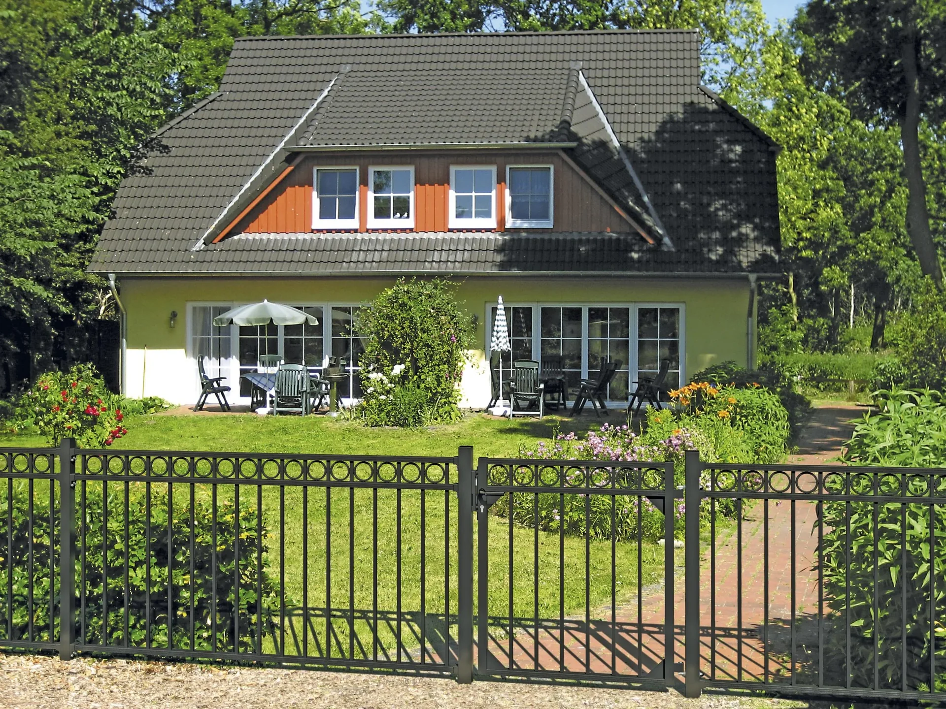Einzeltorset Circle, zum Einbetonieren, anthrazit, Höhe 120 cm, Breite 1 m - 0