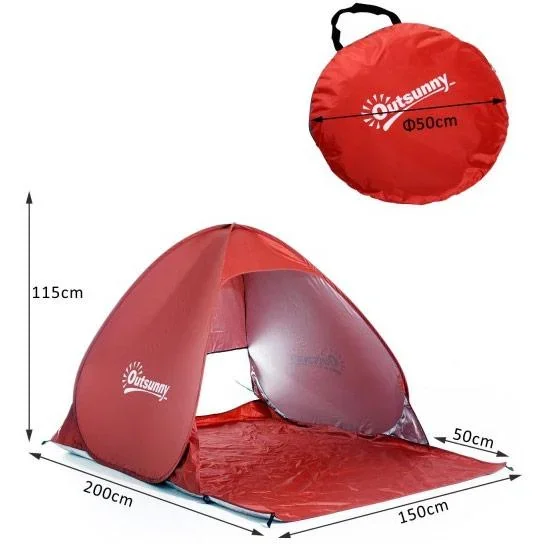 Wurfzelt Pop Up Zelt Strandmuschel Campingzelt rot - 2