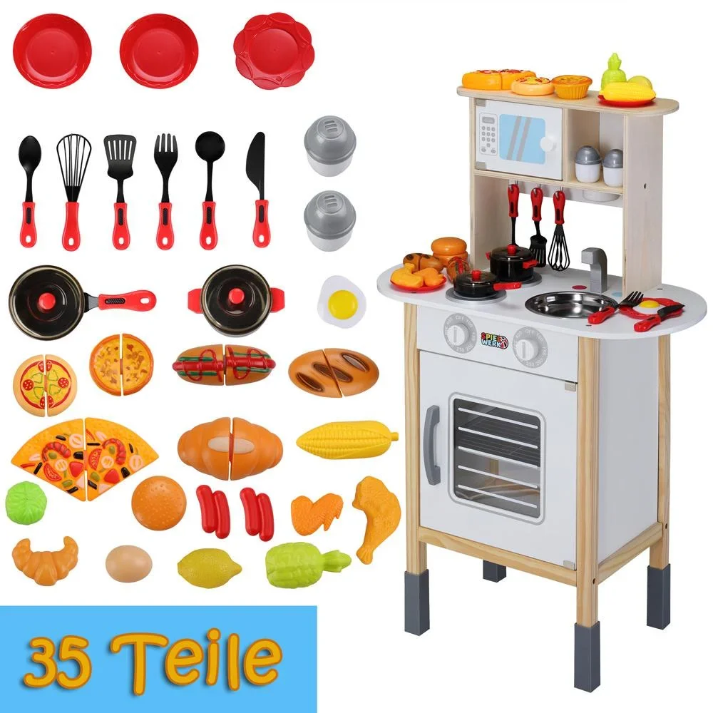 Spielküche Holz inkl. Zubehör 57x29,5x77cm - 0