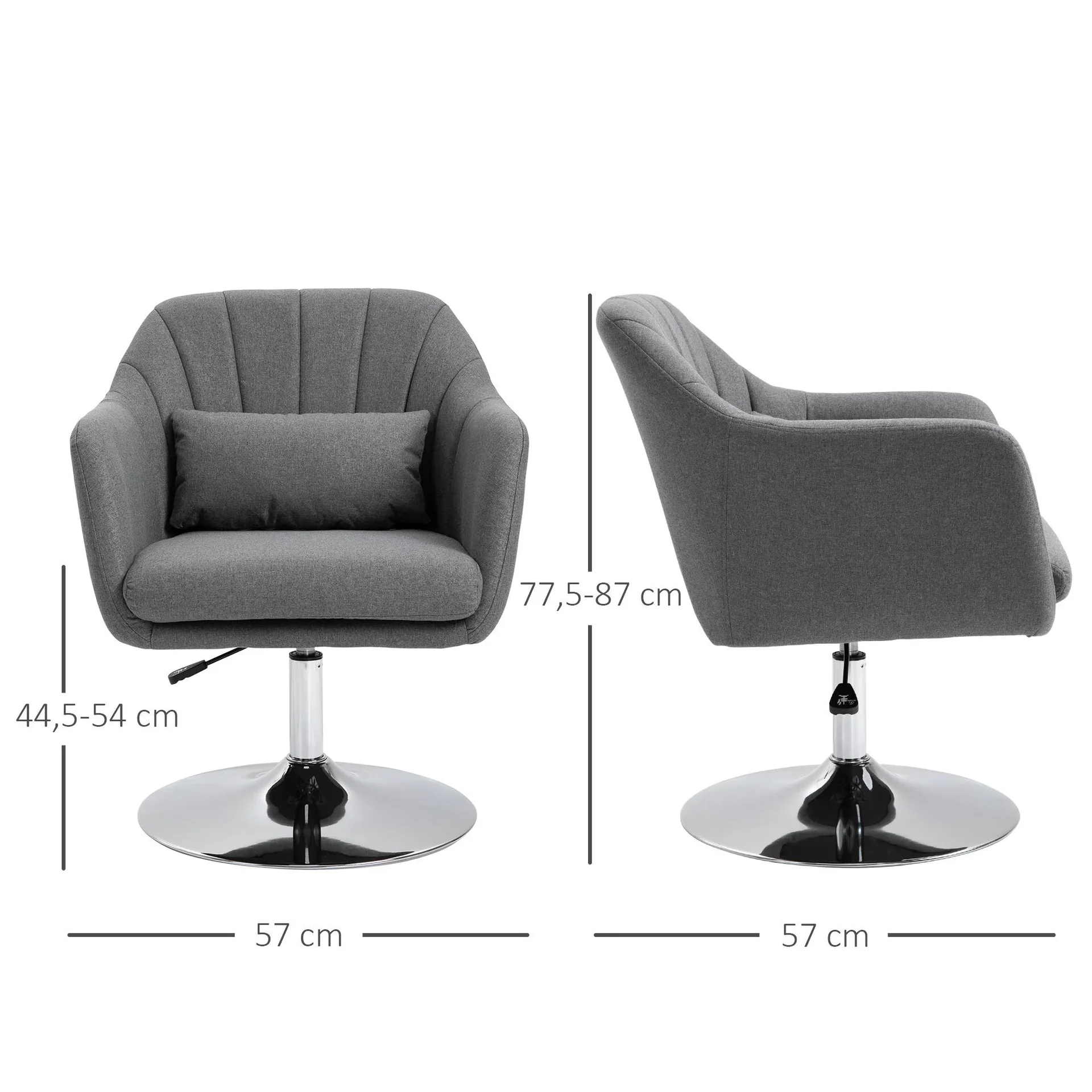 Drehhocker verstellbar, dunkelgrau - 1