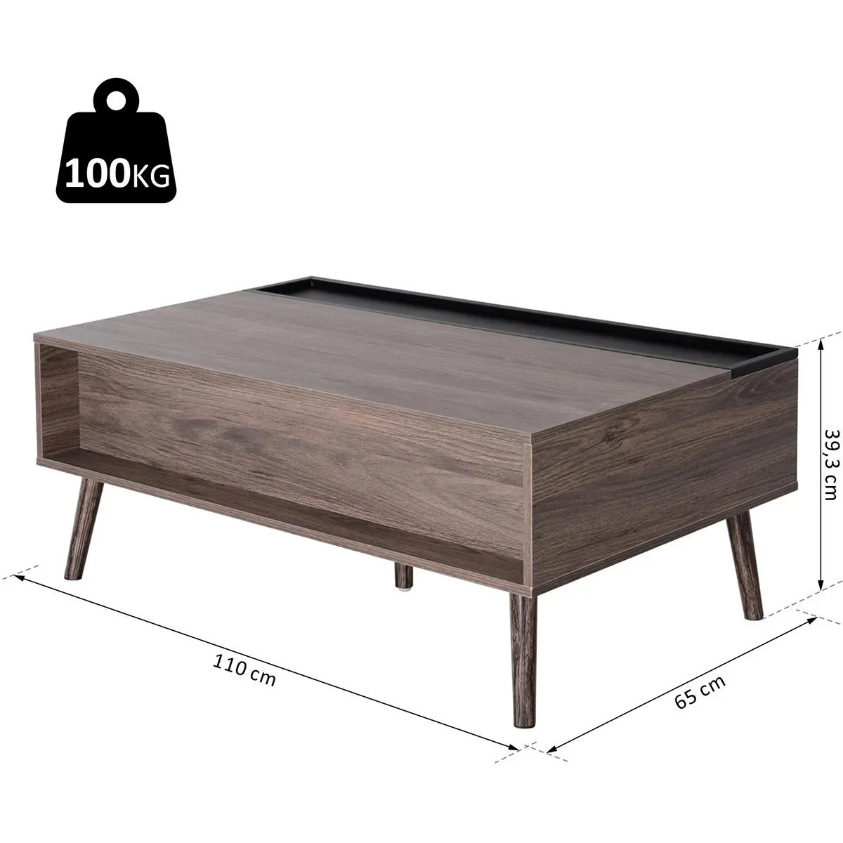 Couchtisch mit aufklappbarer Tischplatte - 5