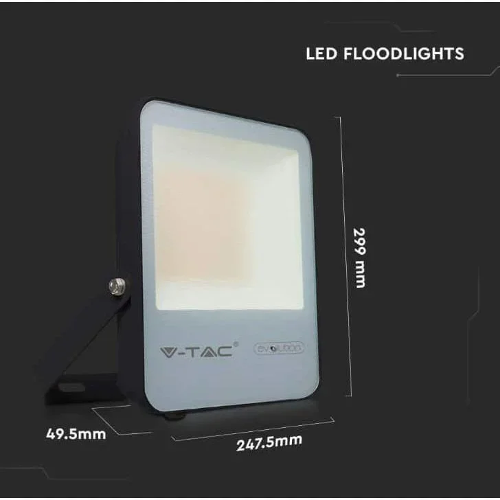 VT-100185 LED-Flutlicht - 100 W - 13700 Lm - 6400K - Schwarz - Extra effizient - 7
