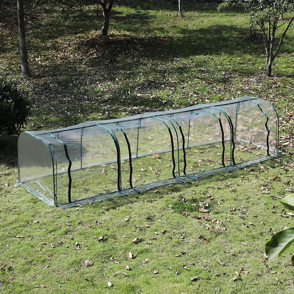 Folientunnel mit 4 Türen transparent/dunkelgrün - 2