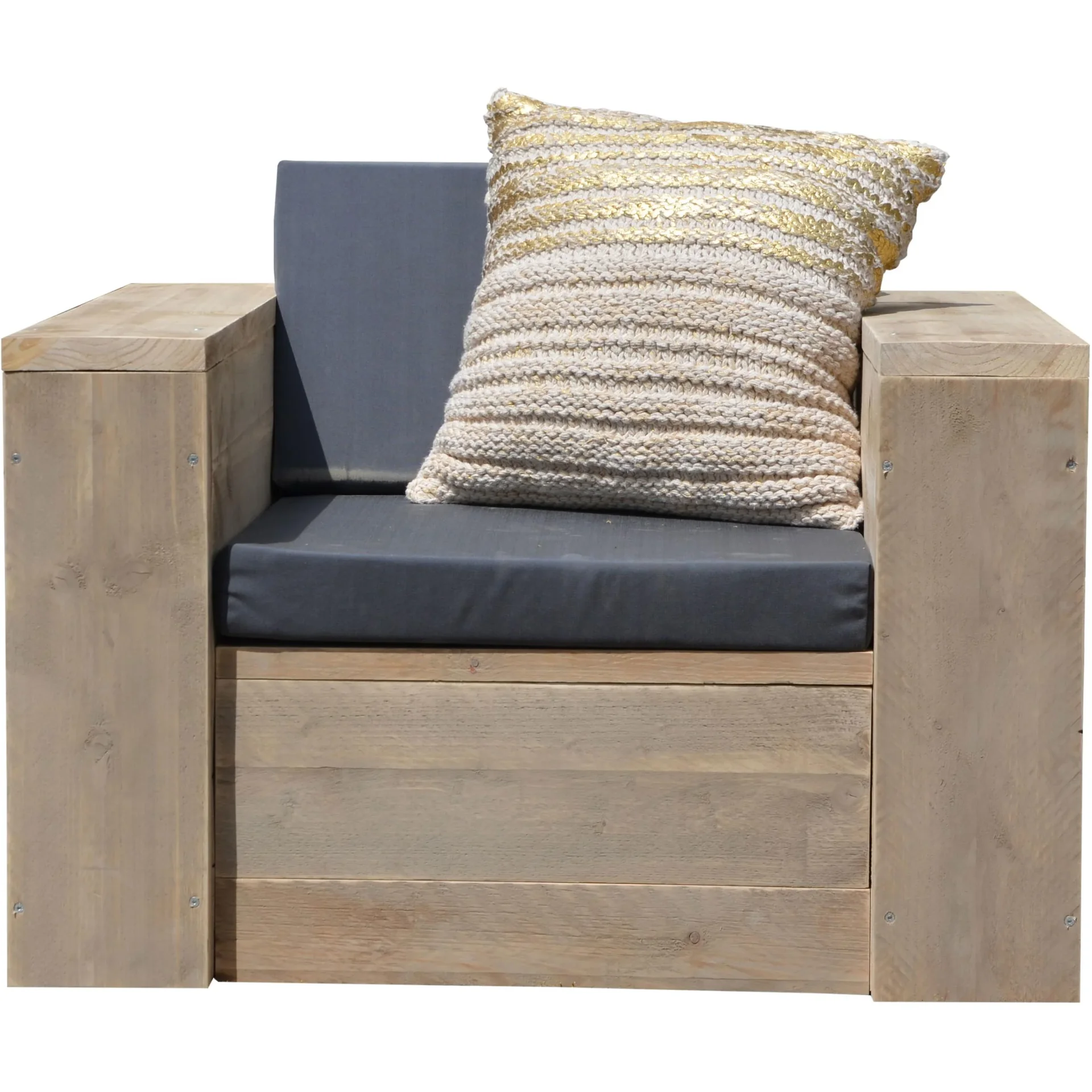 Lounge-Set robustes Gerüstholz komplett# Sofa, Stühle, Tisch und Outdoor-Kissen - 2