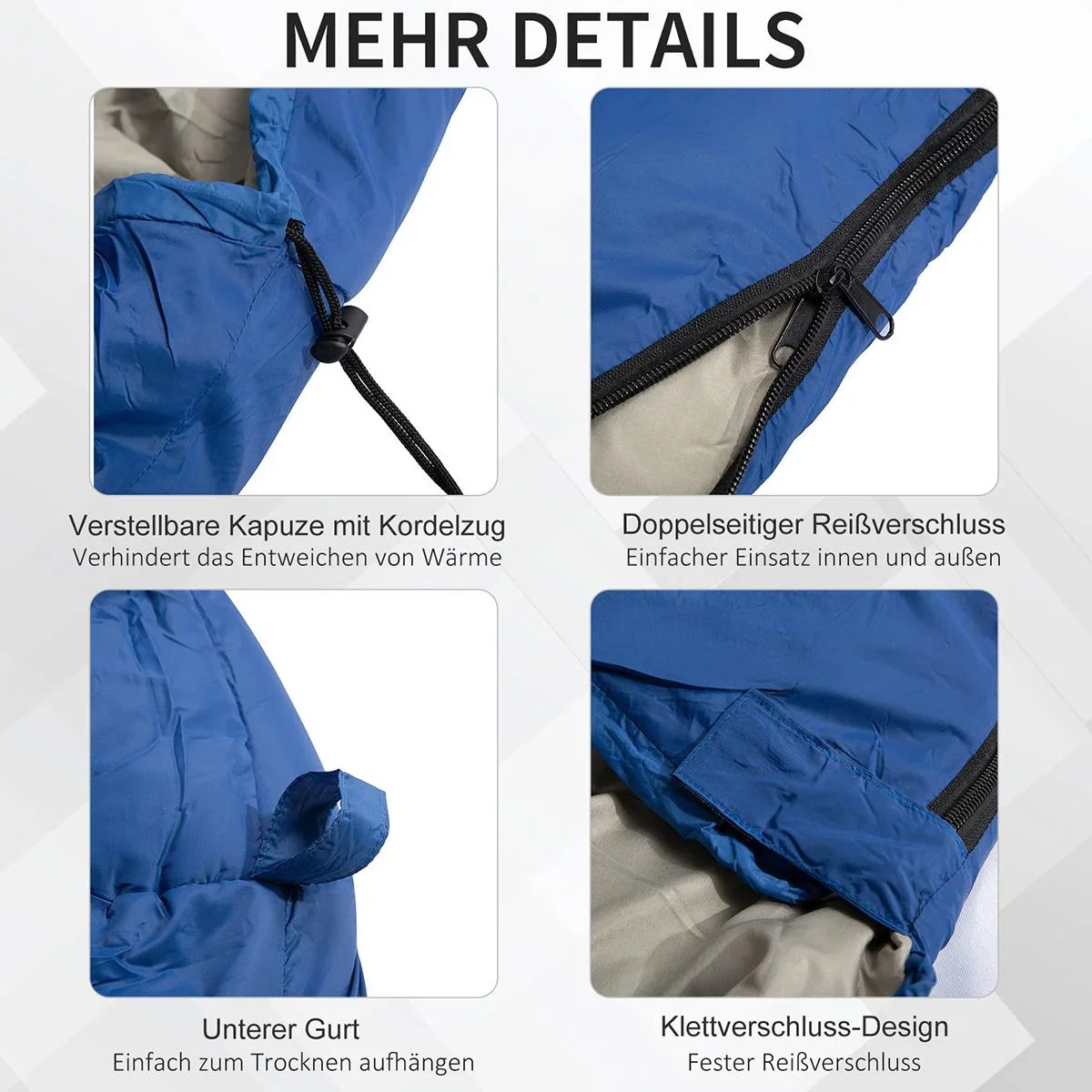 Schlafsack mit Tragetasche blau/grau - 1