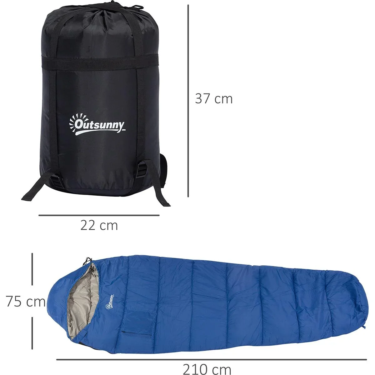 Schlafsack mit Tragetasche blau/grau - 2