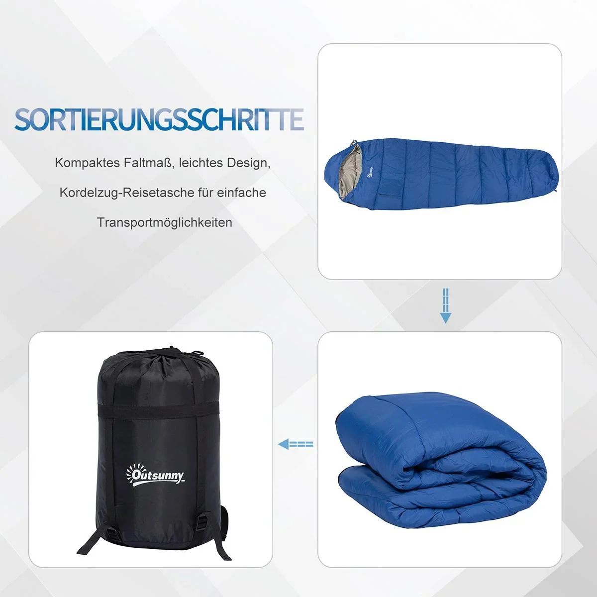 Schlafsack mit Tragetasche blau/grau - 7