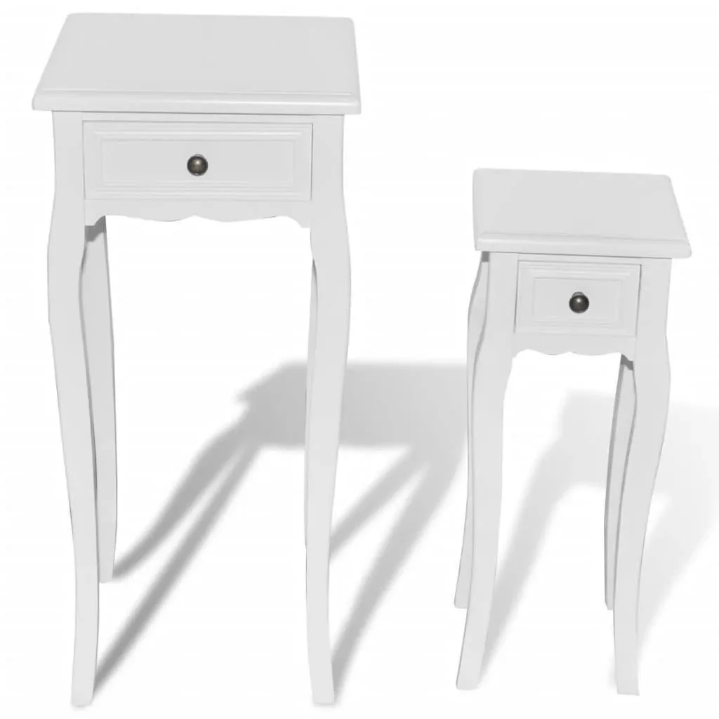 Beistelltisch-Set mit Schubladen weiß 2-teilig - 3