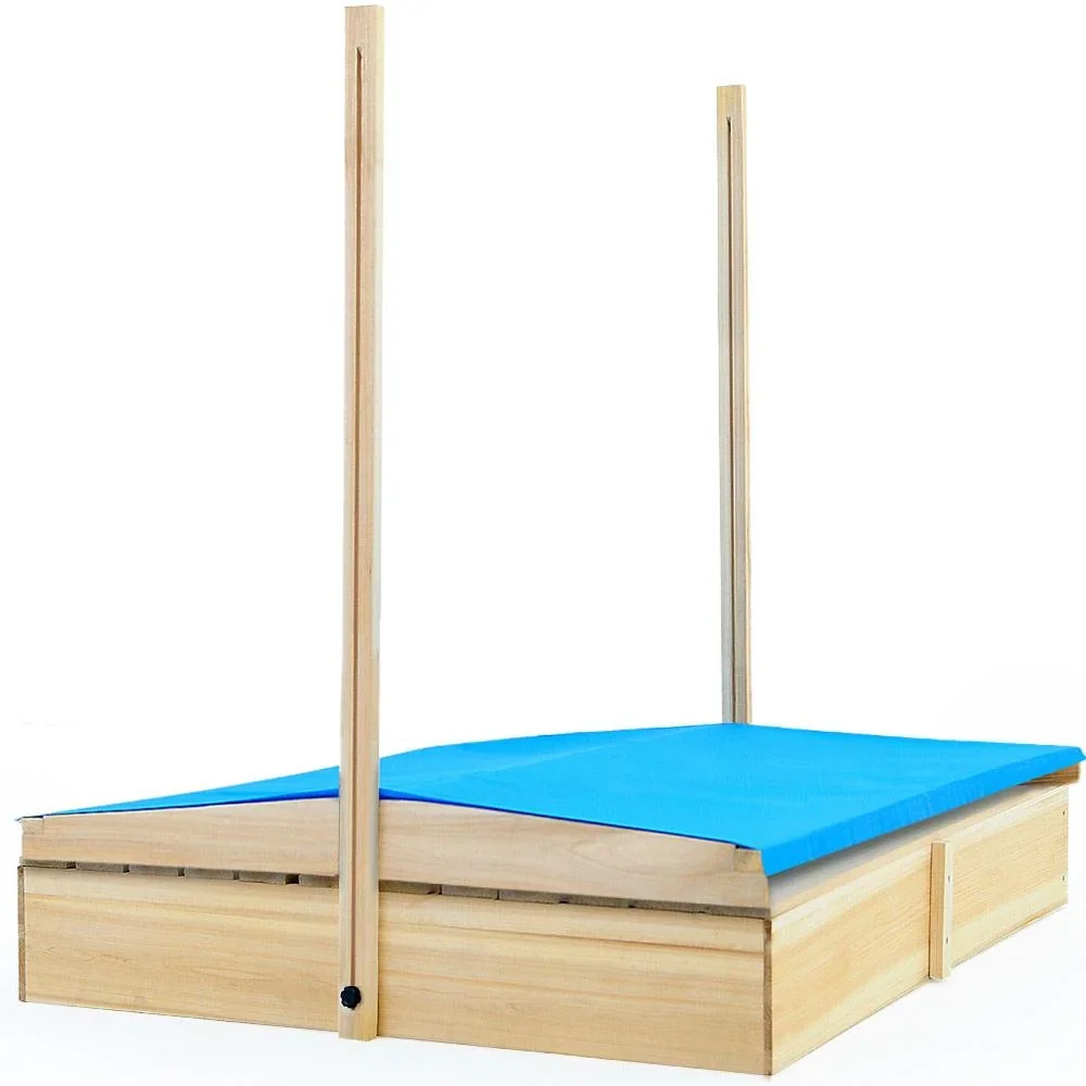 Sandkasten mit klappbaren Bänken und höhenverstellbarem + kippbarem Dach 140 x 140cm - 0