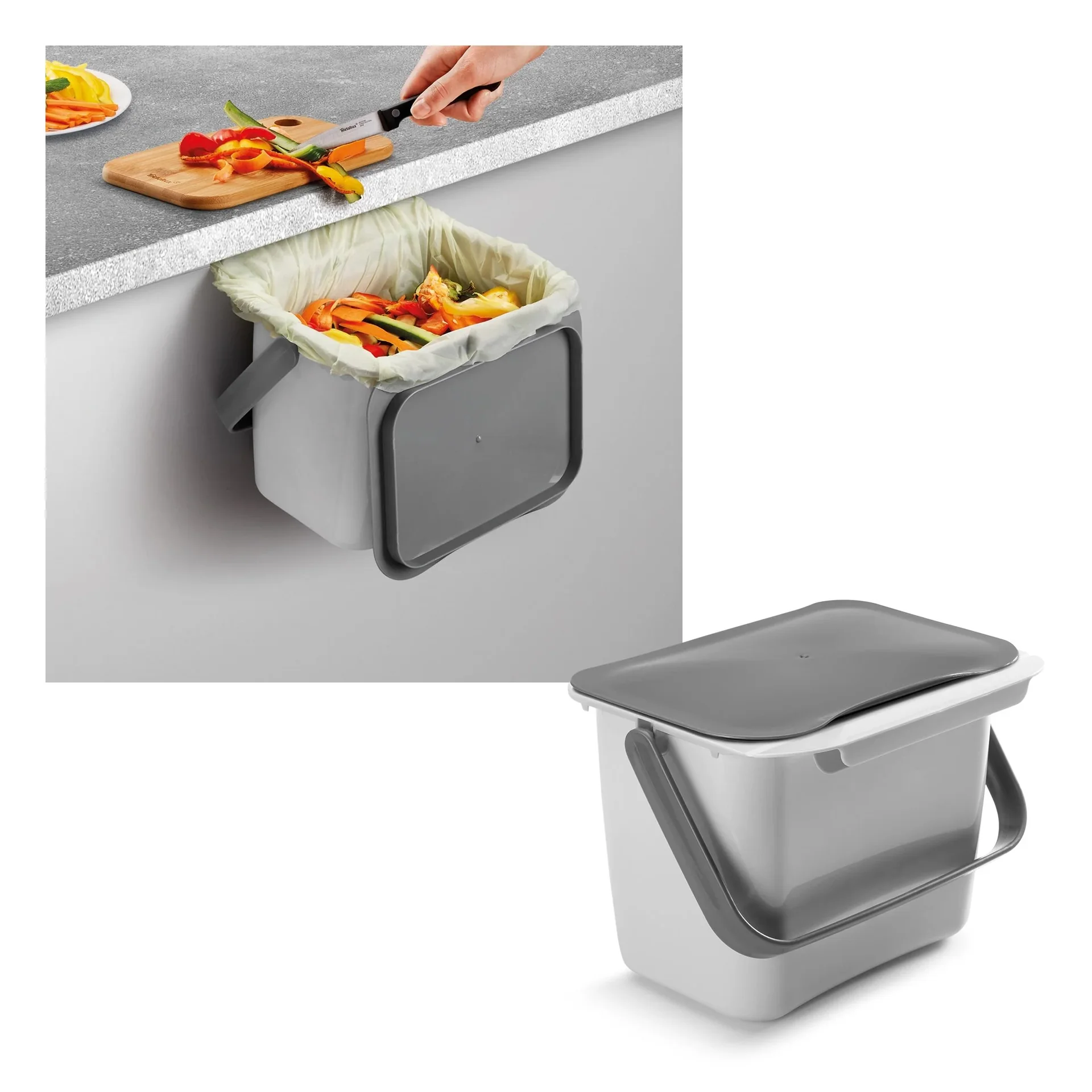 Abfallsammler Bin-Tex, grau mit Deckel - 6