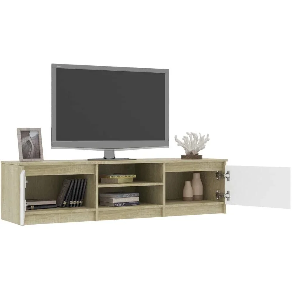 TV-Schrank 140x40x35,5 cm weiß und Sonoma-Eiche - 3