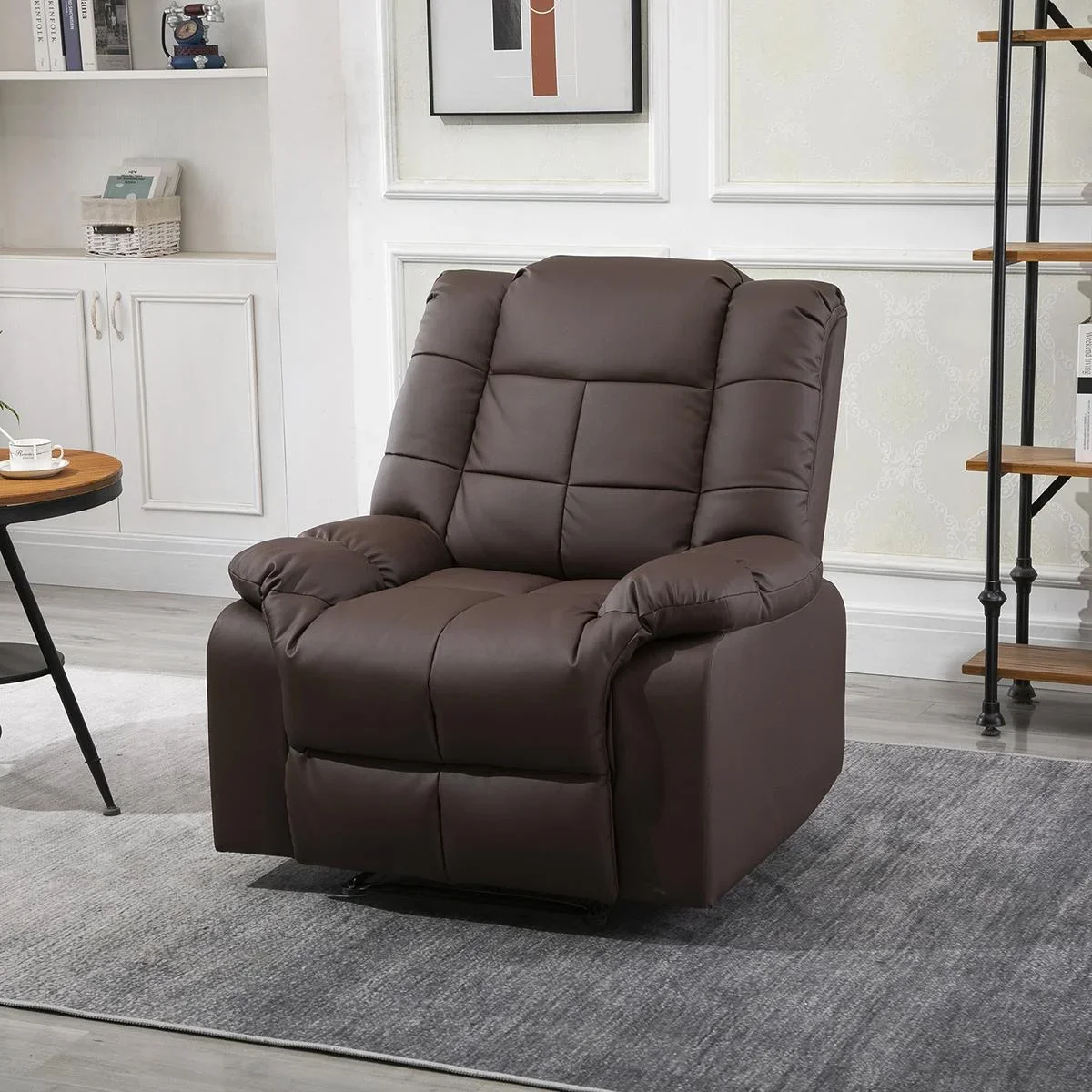 Massagesessel Fernsehsessel Relaxsessel mit Massagefunktion Kunstleder Holz Metall Schaumstoff Braun 94 x 99 x 99 cm - 1