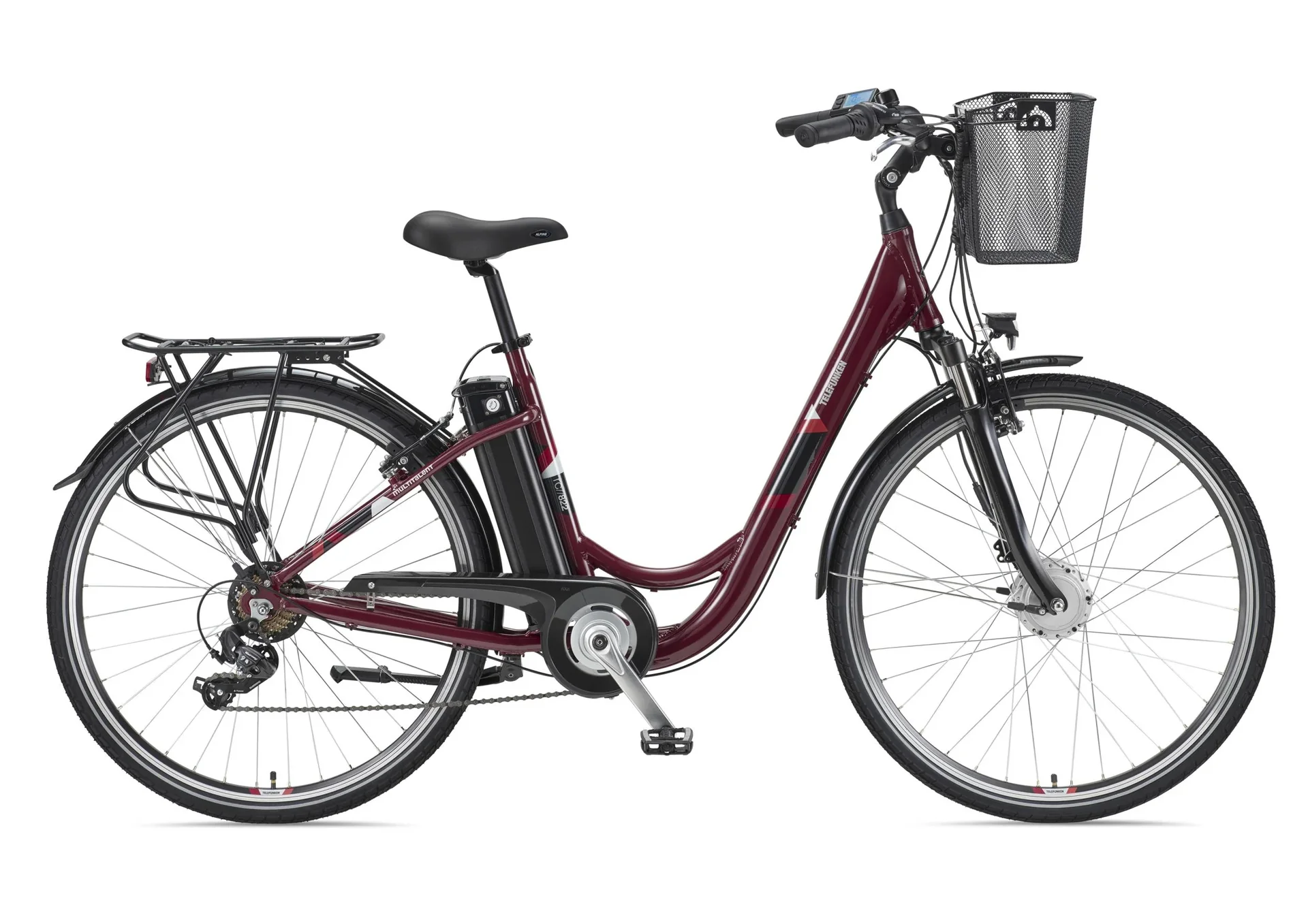 Unisex Alu-City E-Bike, 28 Zoll, 7-Gang Kettenschaltung, weinrot, Multitalent RC822 - 6