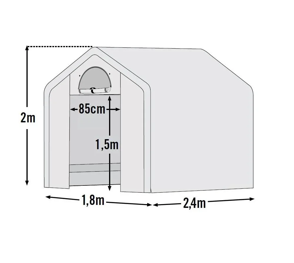 Foliengewächshaus 4,32 m² weiß inkl. Regalen, 180x240 cm - 1