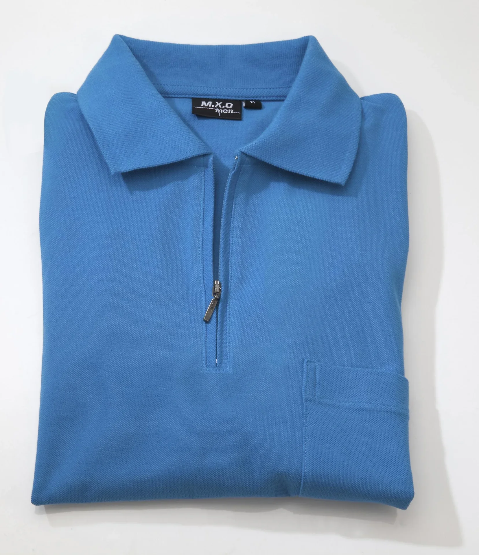 Poloshirt mit Reißverschluss, azur blau, Gr.XXL - 1