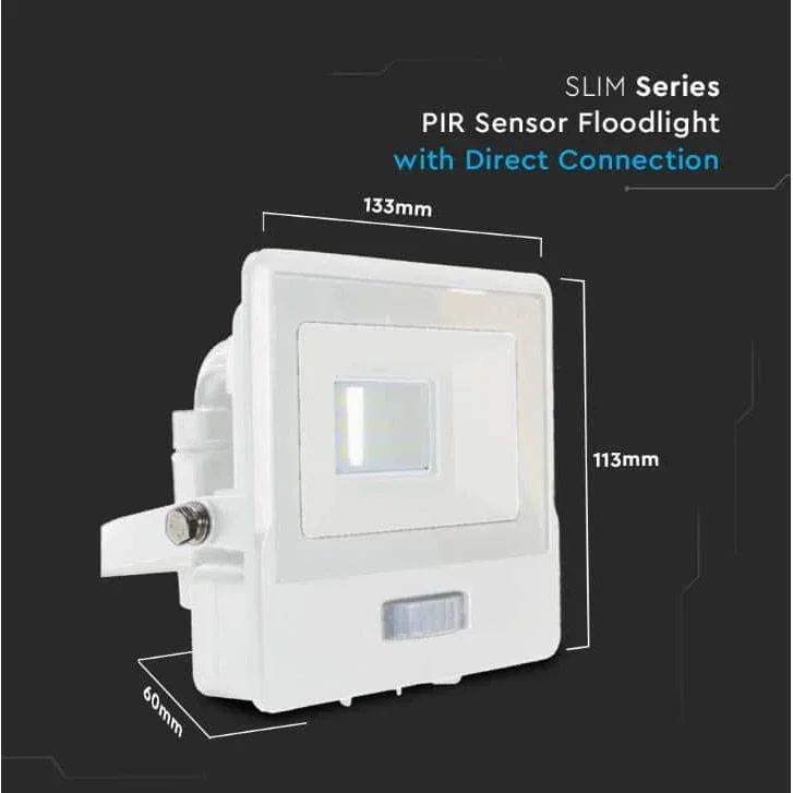 VT-118S LED-Flutlicht mit Sensor - 10 W - 735 Lm - 6500K - Weiß - 1