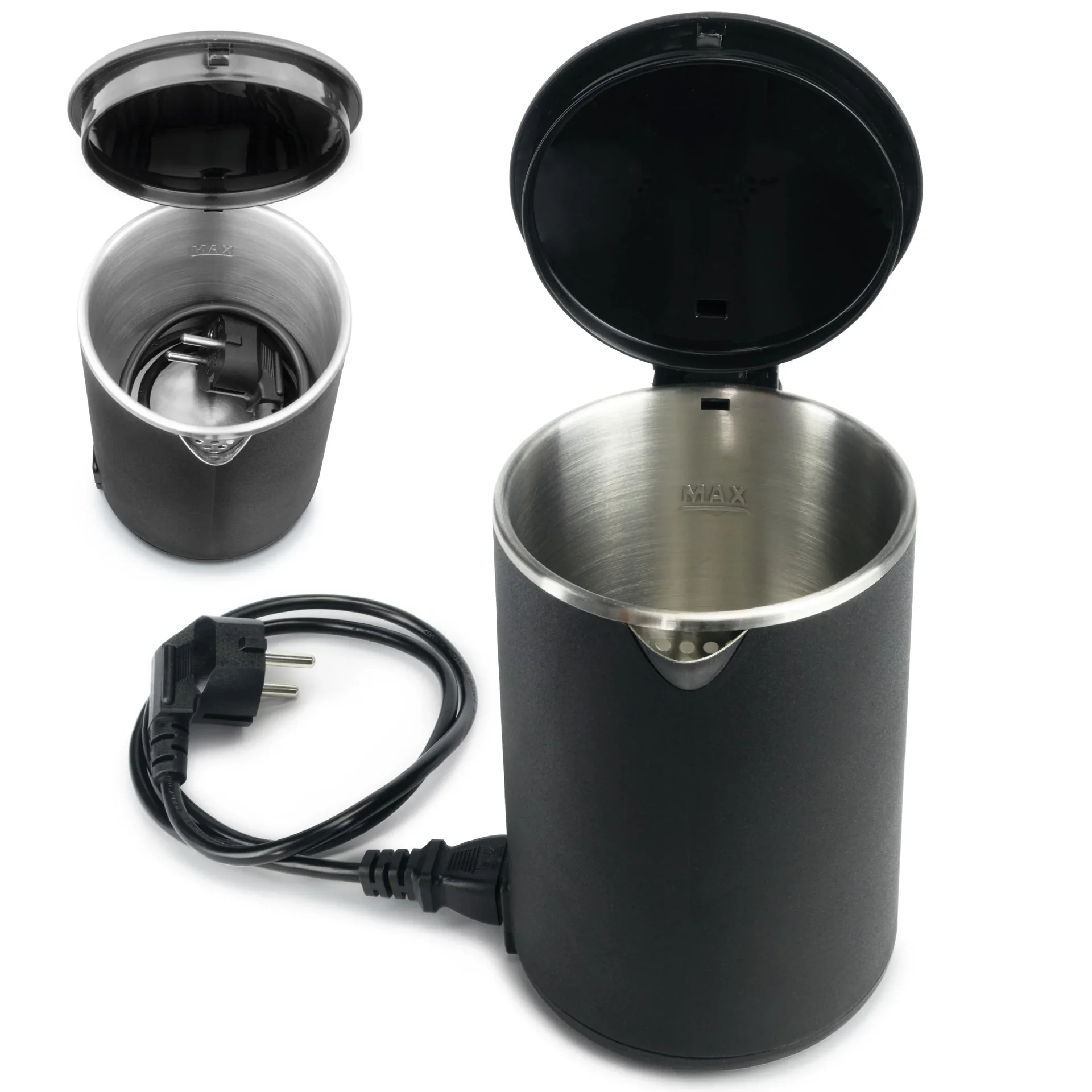 Reise-Wasserkocher 0,6 Liter, doppelwandig, schnurlos, Schwarz, 800 Watt - 3