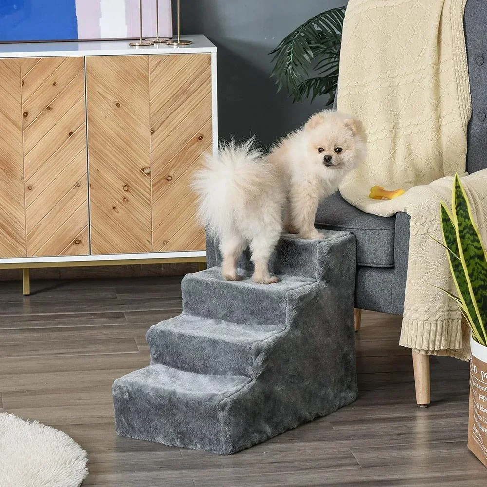 Haustiertreppe mit abnehmbarem Bezug grau - 1