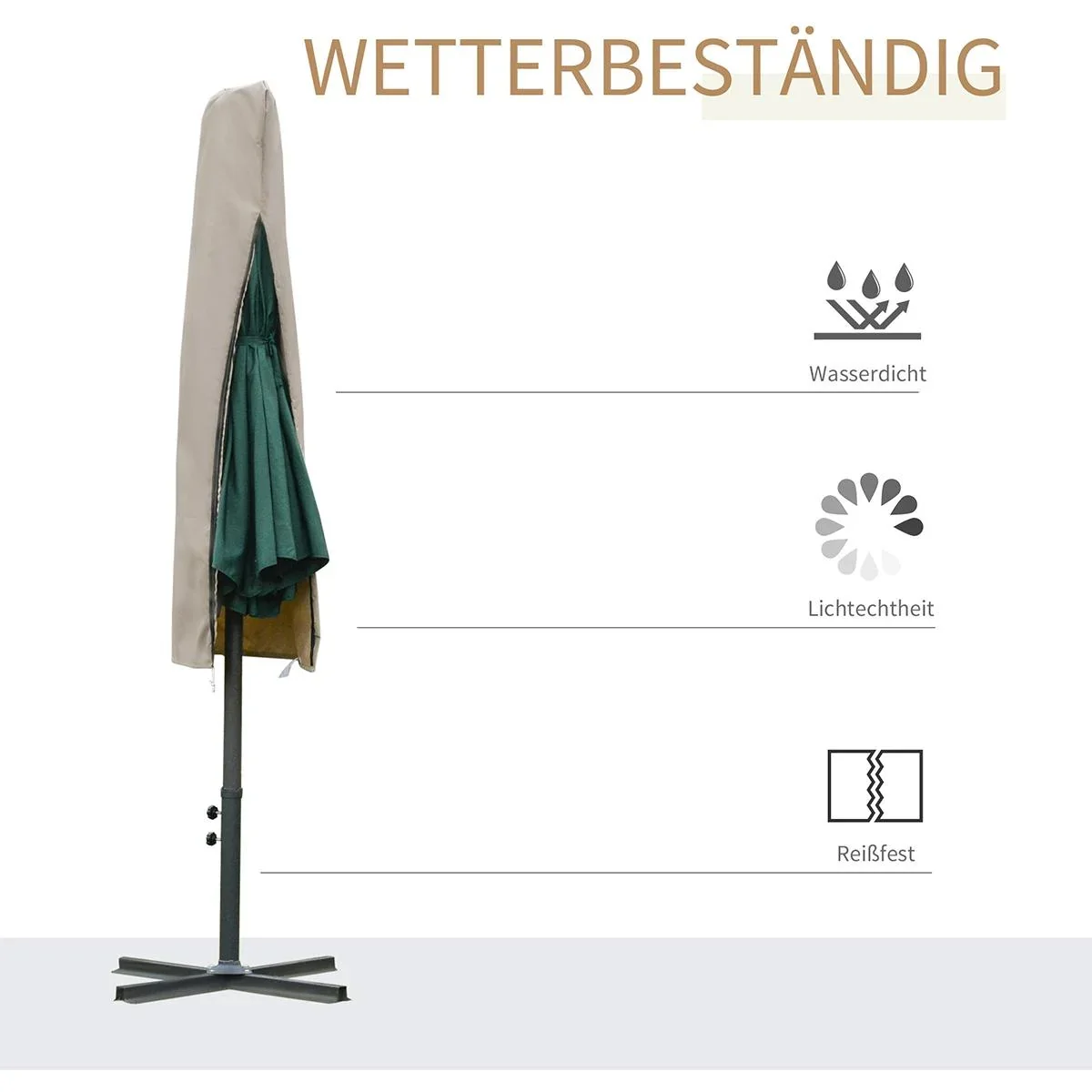 Sonnenschirm Schutzhülle wetterfest khaki - 3