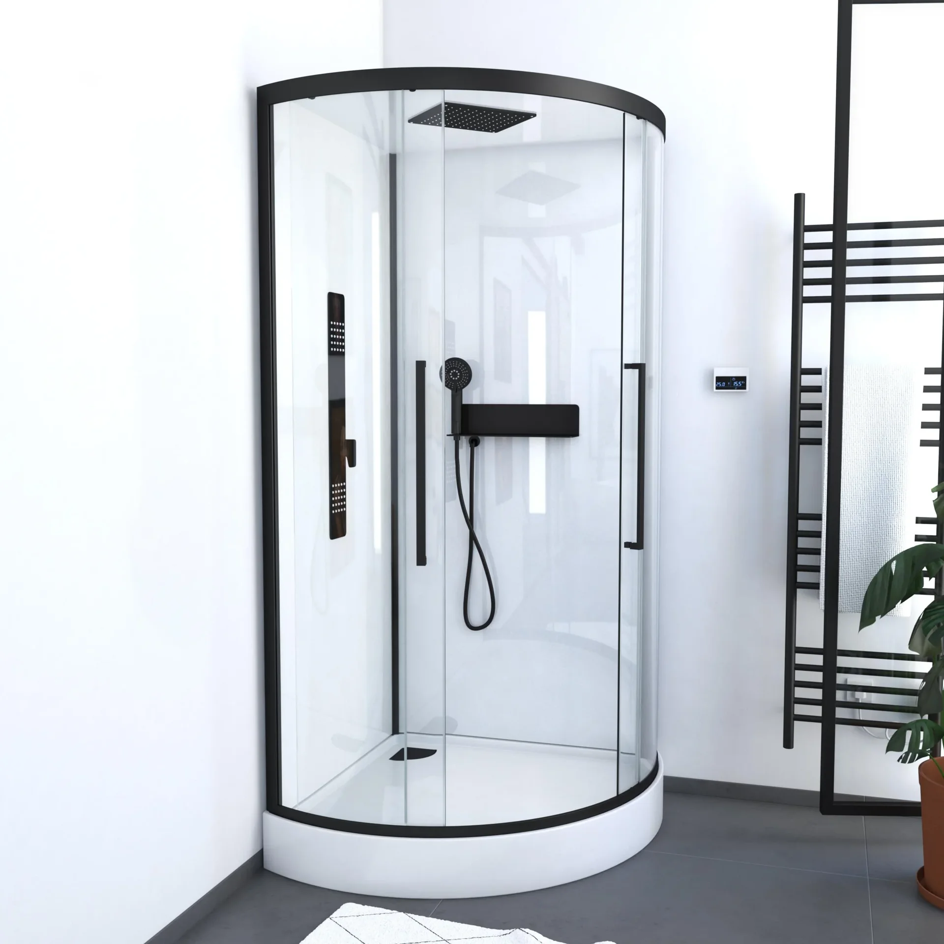 Komplettdusche "White Round" 90 x 90 x 215 cm - 2